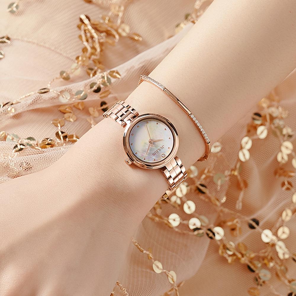 Jyullieoseu Ja-1294 Women'S Round Mother-Of-Pearl Metal Watch