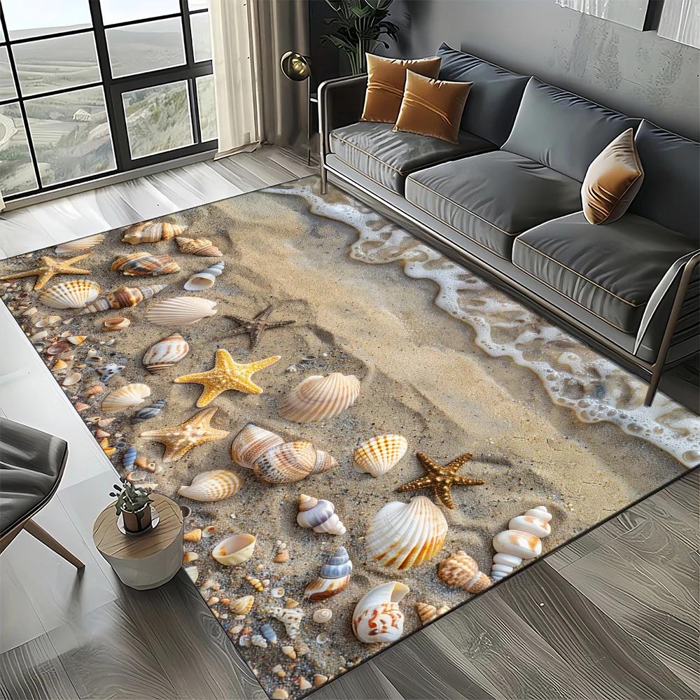 29 Style Starfish Beach Shell Sea Star Sand Carpet Rug for Living Room Bedroom Home Sofa Decoration,Kids Play Non-slip Floor Mat