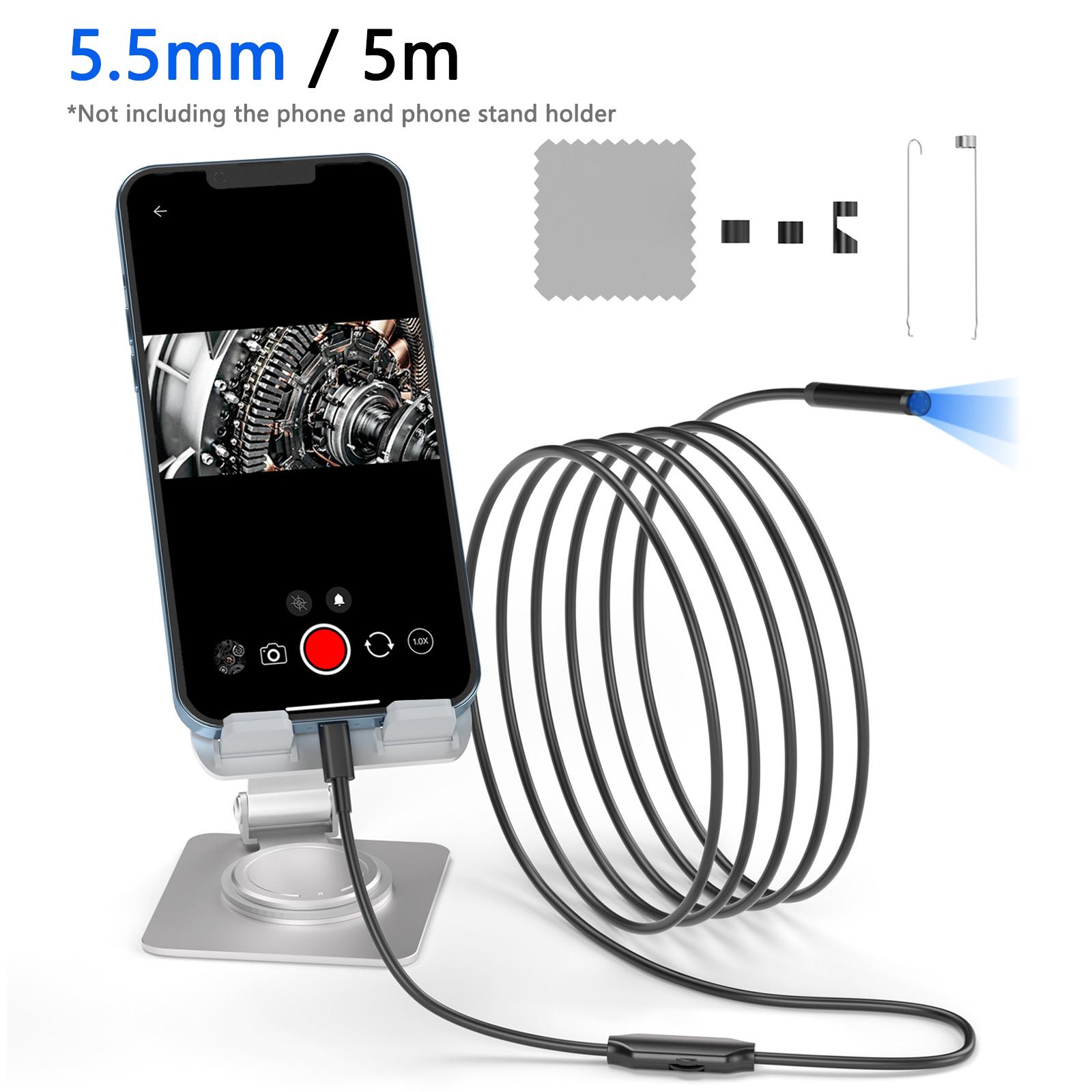 

5001 5.5mm Aluminum Tube Industrial Endoscope 2MP HD Inspection Camera with 5m Hard Cable, iP Interface Type A