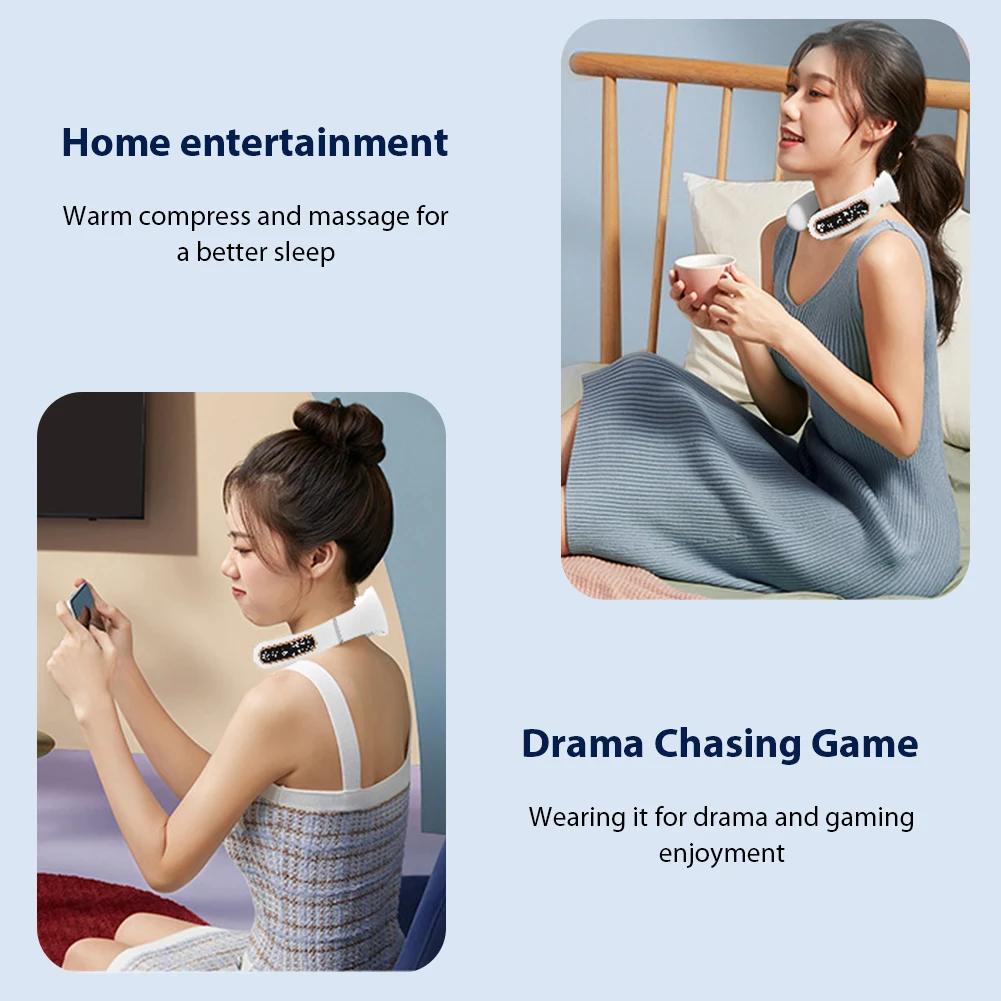 Neck Physical Therapy Massager 15 Gears 6 Modes Cervical Therapy Massage Stimulator USB Charging Vibration Pulse for Home Office