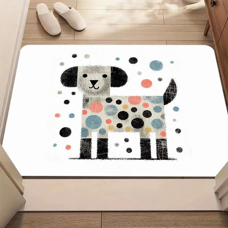 

Door Mat Cute Polka Dot Dog Print Retro Kids Area Rug Living Room Kitchen Bedroom Entryway Nursery Decor Washable 40cm x 60cm