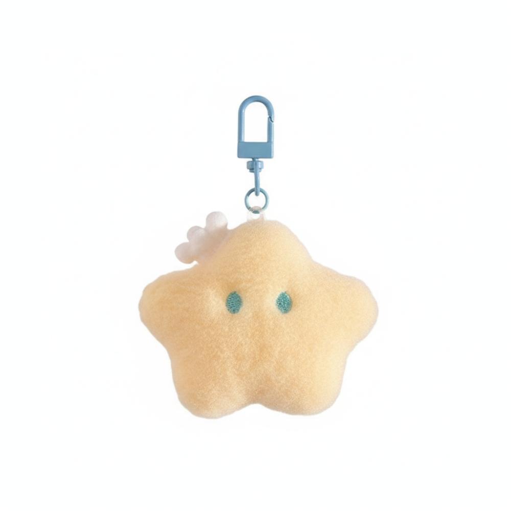 Cartoon Plush Star Pendant Good Luck Star Moon Keychain Key Ring Bag Hanging Charms Girls