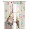 Osterhasen-Blumen-Retro-Tüllvorhänge für Wohnzimmer, durchsichtiger Vorhang für Schlafzimmer, Küche, Jalousien, Voile-Vorhänge