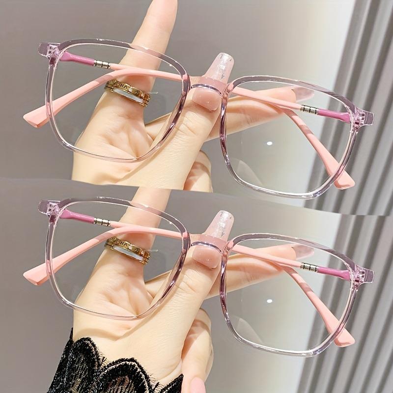 2 Pairs Square Frame Non-Prescription Glasses Ultra-Light PC Frames Non-Diopter Lenses Stylish Gift for Friend