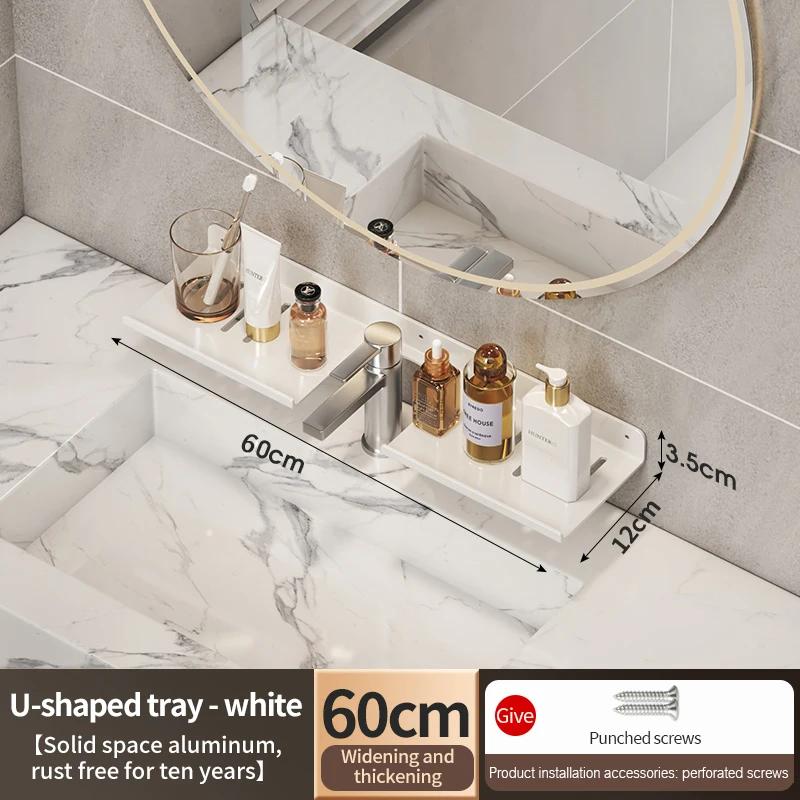 Bathroom Rack Bathroom Shelf Toilet Storage Rack Toilet Kitchen Space Aluminum Hang On the Wall Punch-free Rack Hanging Shelves