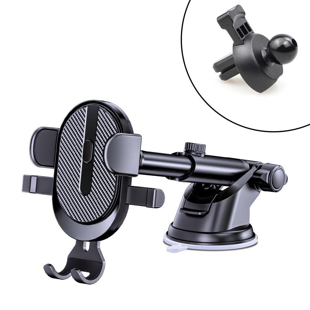Car Phone Holder Suction Cup and Air Vent Dual-purpose Stand Auto Locking Universal Phone Holder with Hook Clip for Car Air Vent