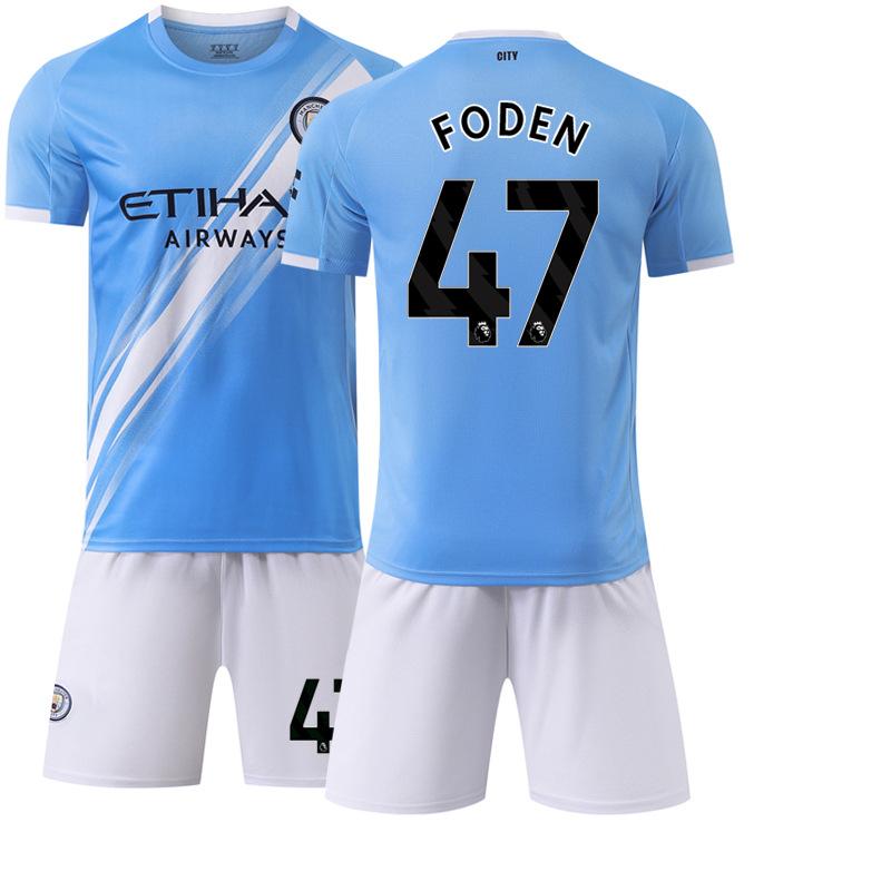 26 Manchester City Heim Blau Haaland Nr. 9 Trikot 17 De Bruyne 47 Foden Fußballtrikot Sportanzug