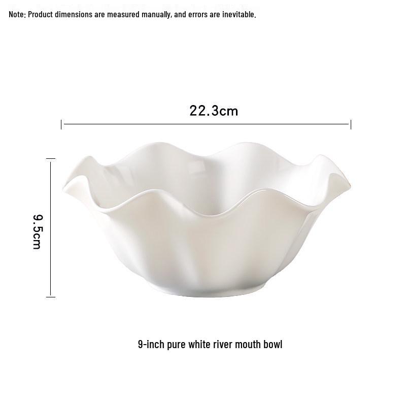 Набор из нерегулярных керамических мисок для рамена и салата - Чисто-белая посуда 1 Piece 9-inch Pure White Shell Large Soup Bowl