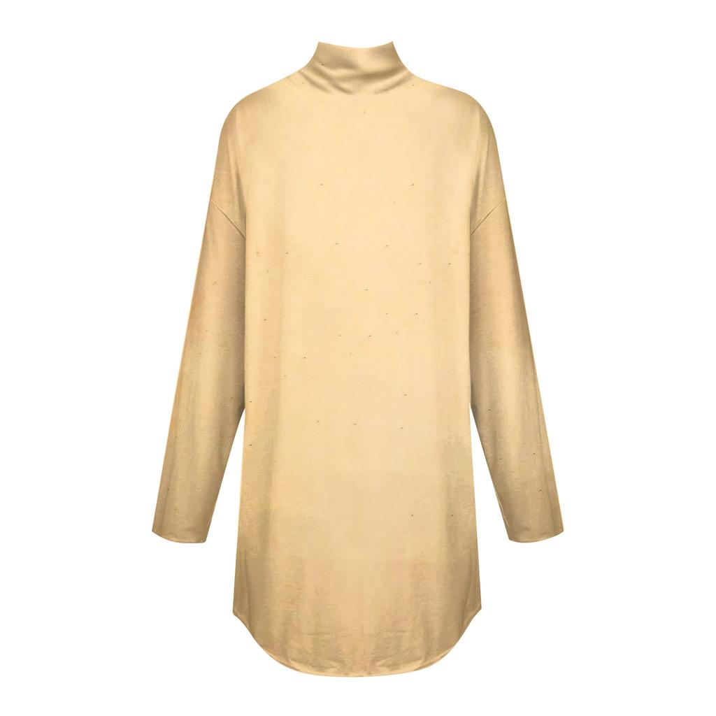 Tricouri pentru femei, toamnă, ocazional, cămăși cu mânecă lungă, hanorac, cu imprimeu vintage, cu gât înalt, pulover