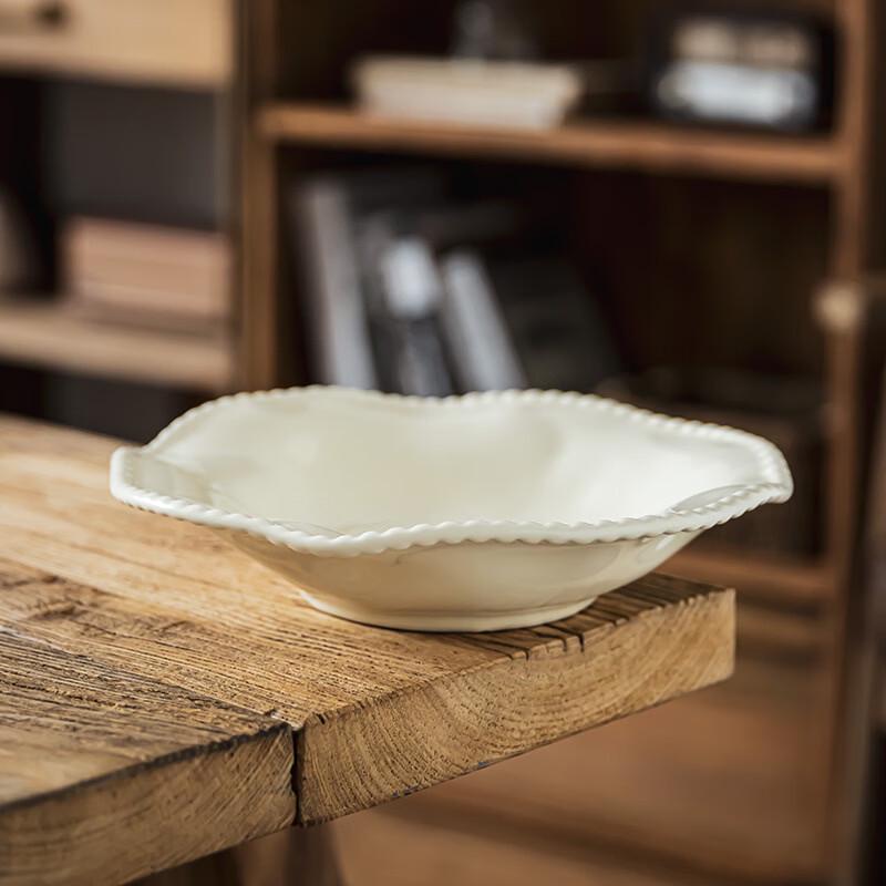 Abay Jiao Zhi Cream Ceramic Flower Bowl