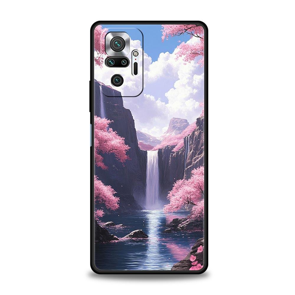 Pink Sunset Mountain Phone Case Cover for Redmi 14C 10C Note 15 14 13 12 10 11 K40 Pro Plus 5G Shockproof Soft TPU Shell Capas