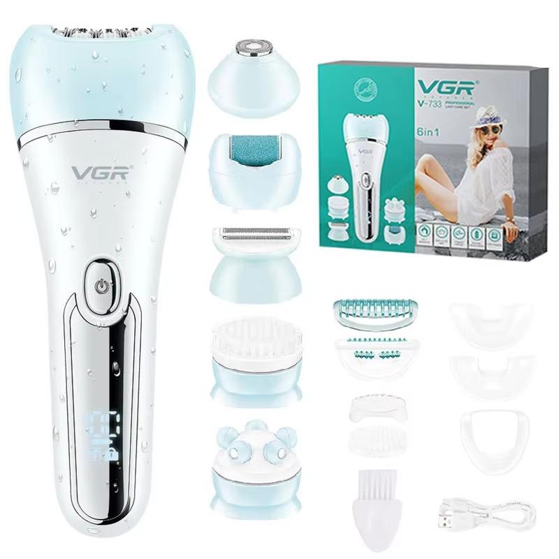 VGR 733 Original Elektrischer Damenrasierer Bein Körper Gesichtshaarentferner Lippe Kinn Bikini Trimmer für Damen blau