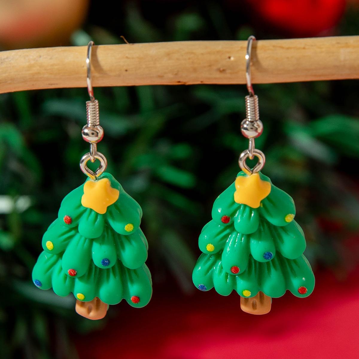 Christmas cartoon snowflake old man deer earrings, cute resin Christmas series earrings wholesale