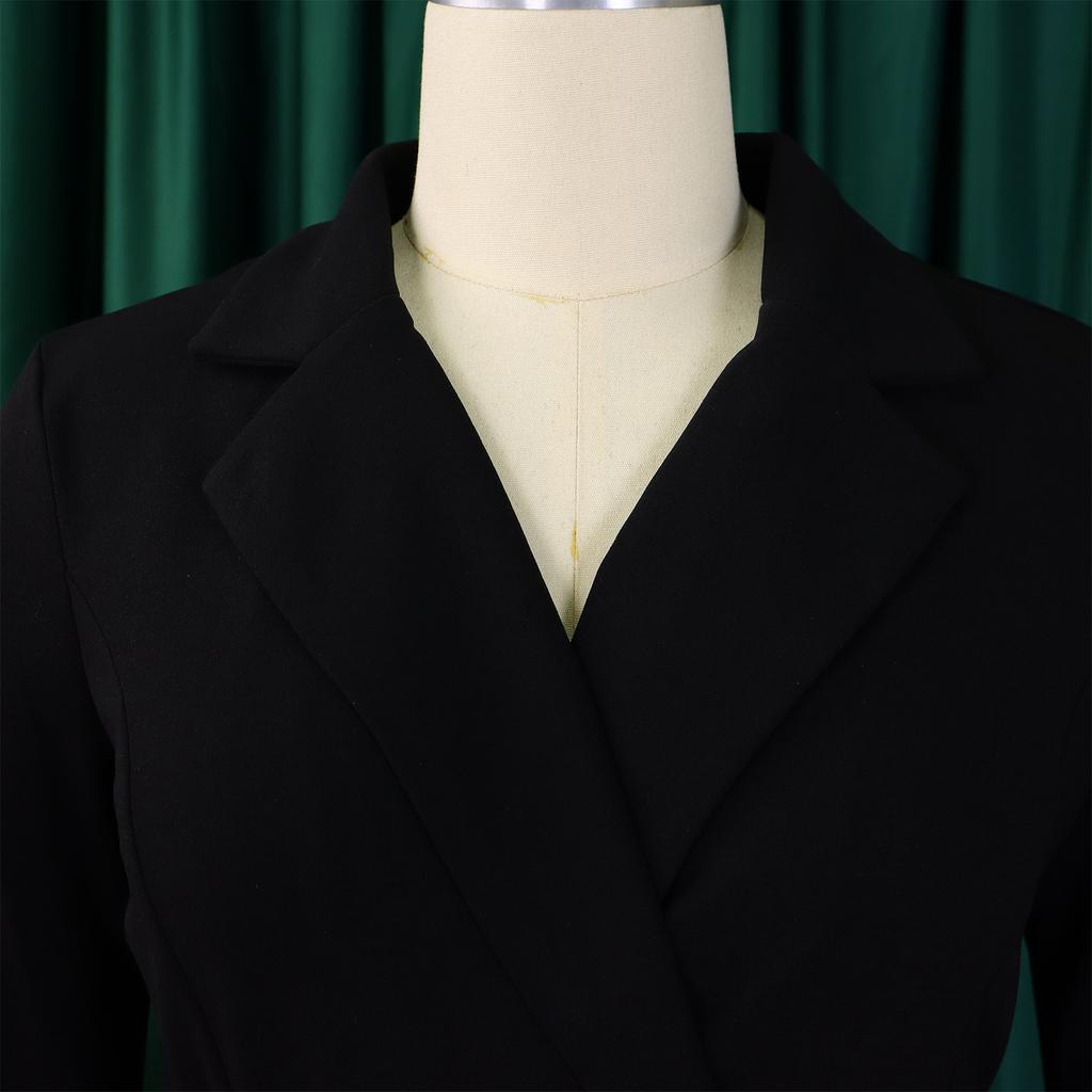 YYFS Women's Fashion Spring Fall Solid Color Print Long Sleeve POLO Neck High Waist Casual Dresses