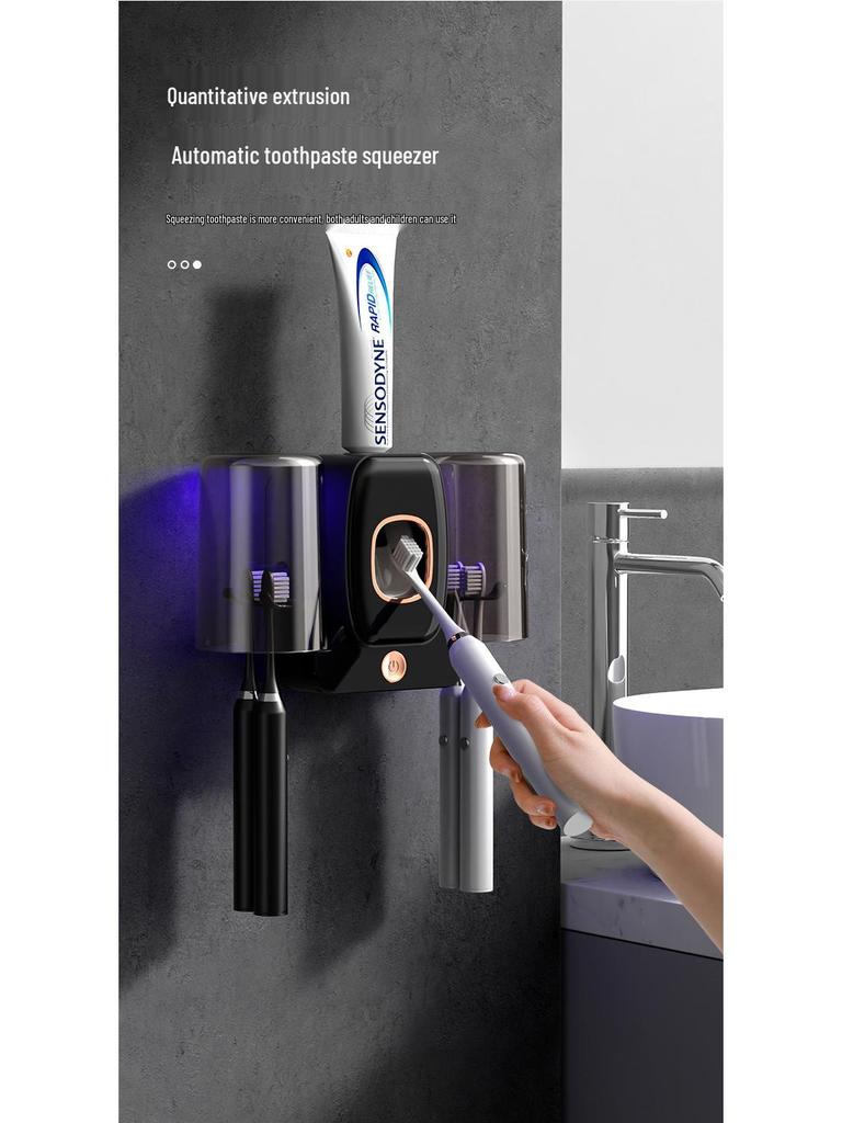 Chytrý UV držák na zubní kartáčky a automatický dávkovač zubní pasty s dvojitými kelímky