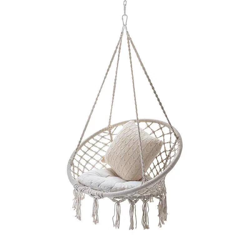 Outdoor Cotton Rope Tassel Hammock Chair