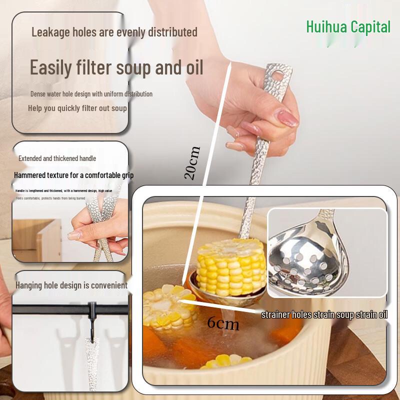 

HUIHUADU Hammered Stainless Steel Long Handle Spoon 2-Pack