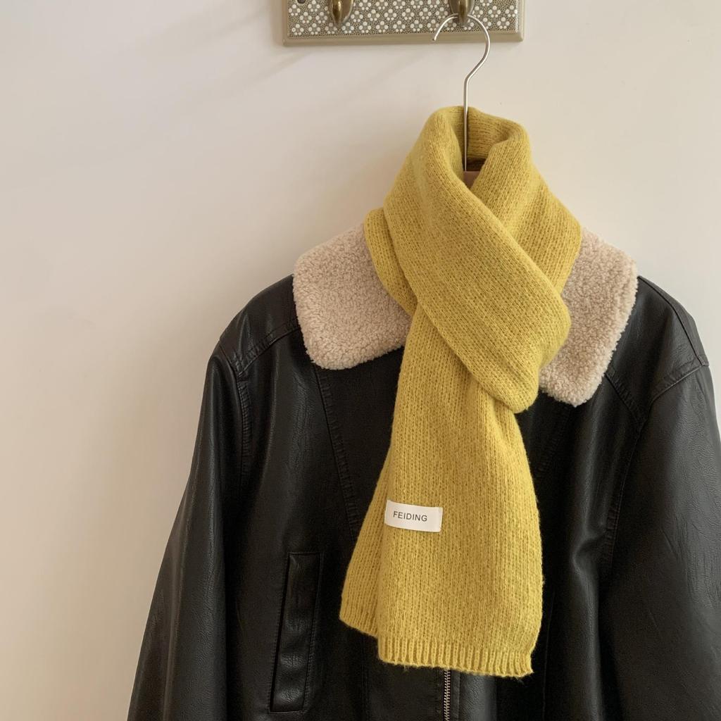 Women's Winter Solid Color Knitted Wool Scarf - Soft, Warm, Fashionable, Versatile, and Thick