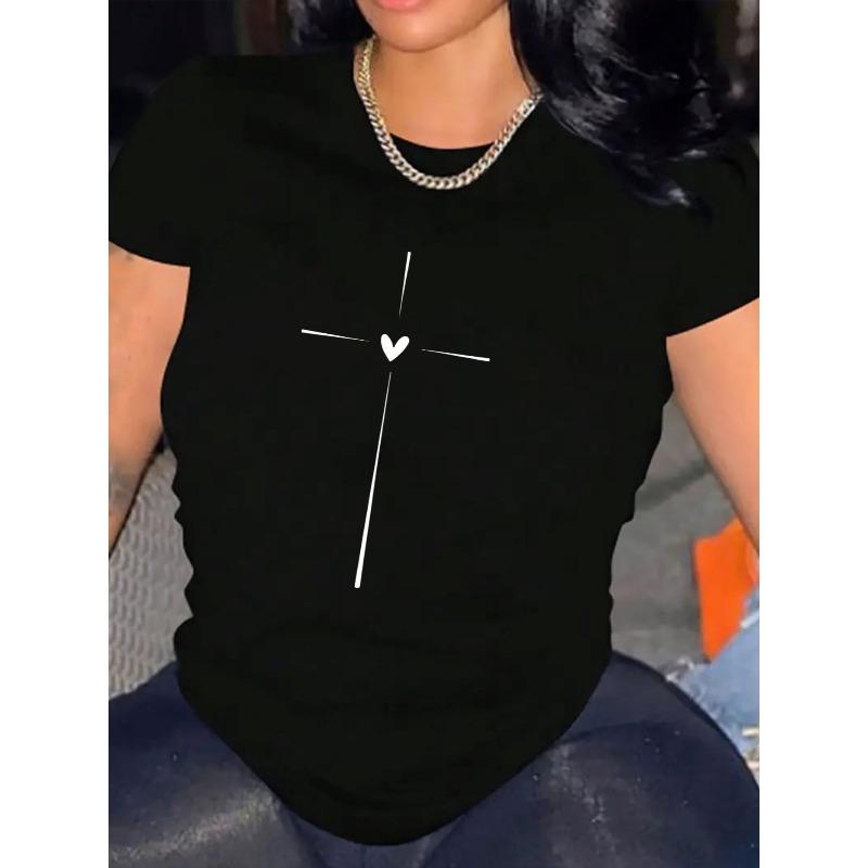 Women Casual Short Sleeve Tee 1 Pcs 100% Heavy Cotton - Comfortable Crew Neck, Soft Adorable Tees Tops
