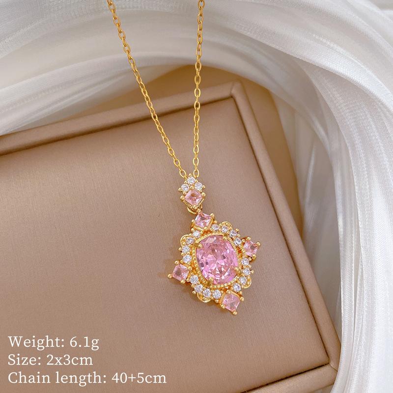 Multi-Element Style Copper Micro-Inlaid Necklace Combination Female Real Gold Electroplated Exquisite Collarbone Chain
