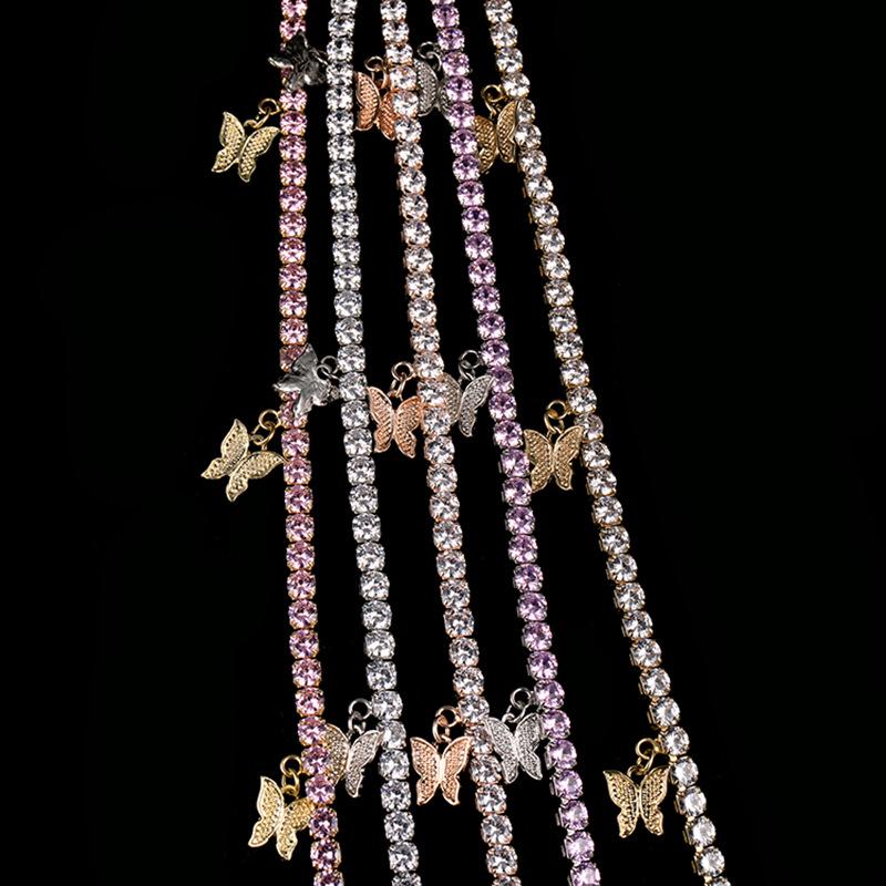 Hip Hop Schmetterling Zirkon Tennis Halskette - Europäischer & Amerikanischer Stil für Frauen
