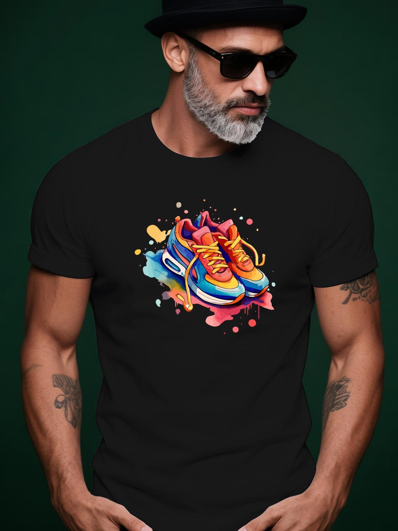 Short Sleeve Tshirt with Dynamic Colorful Hand-Drawn Snea... XXXXL