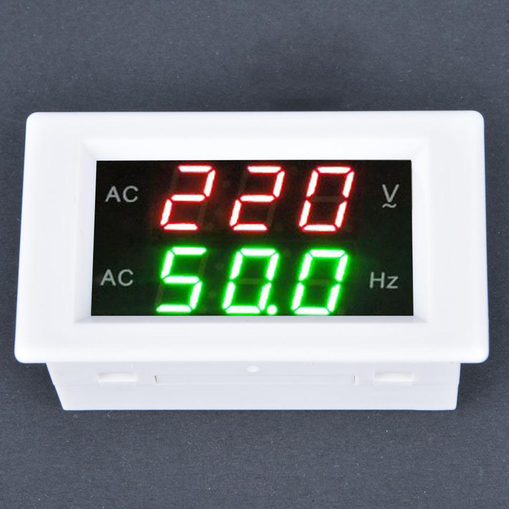 Generator Dual Display LED Digital AC Voltmeter Frequency Meter Testing Tool(White)