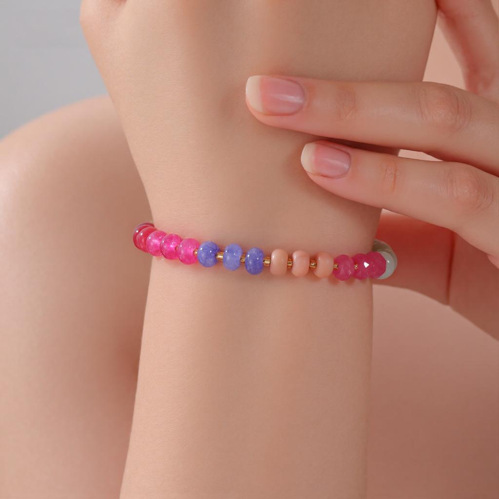 Delicate Colorful Natural Stone Bracelets For Women Girls Boho Beaded Bracelets Adjustable Chain Trendy Jewelry Gift Waterproof