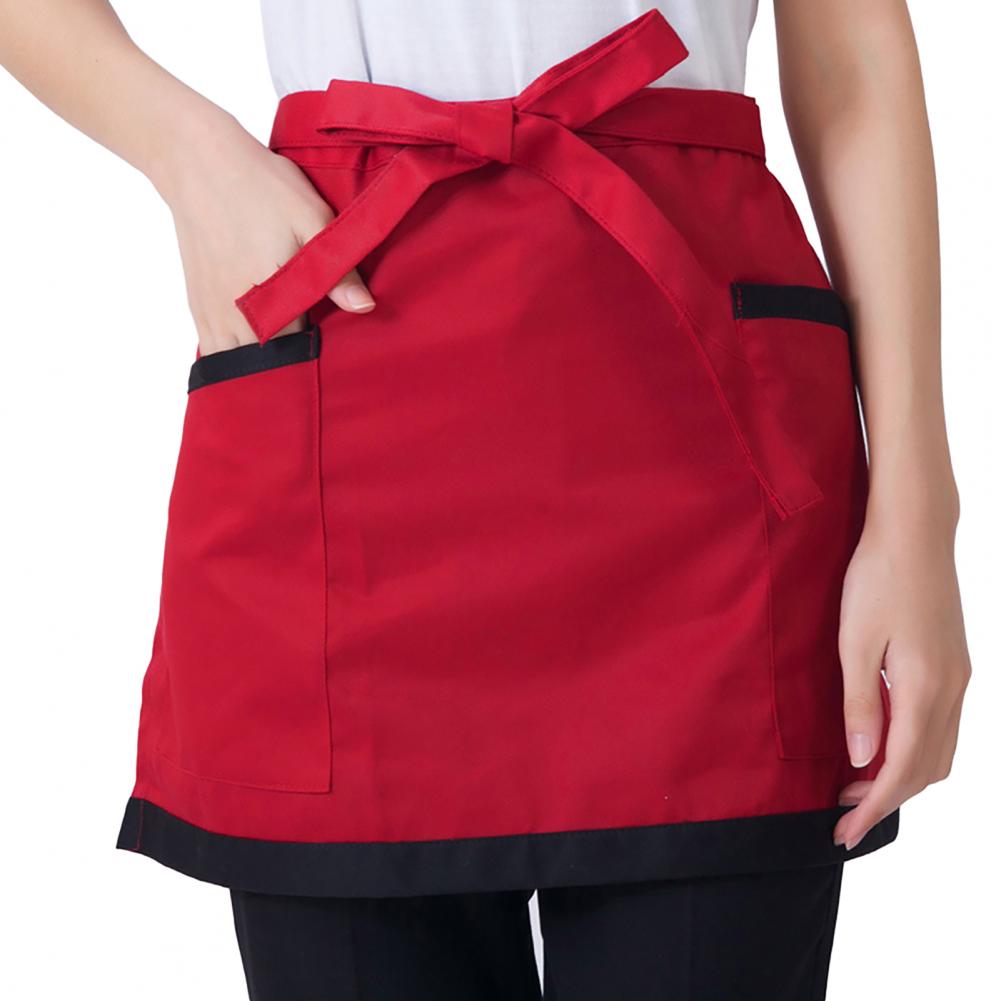 Kitchen Cooking Apron Unisex Striped Plaid Apron With Pocket Waterproof Men Women Waist Apron For Restaurant Bar Short Pinafore