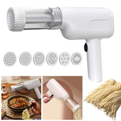 Ręczna maszynka do makaronu spaghetti z ładowaniem przez USB, do robienia autentycznego domowego makaronu, z 5 kształtami makaronu
