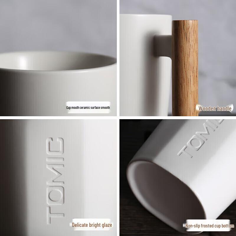 TOMIC Ceramic Mug with Wooden Handle