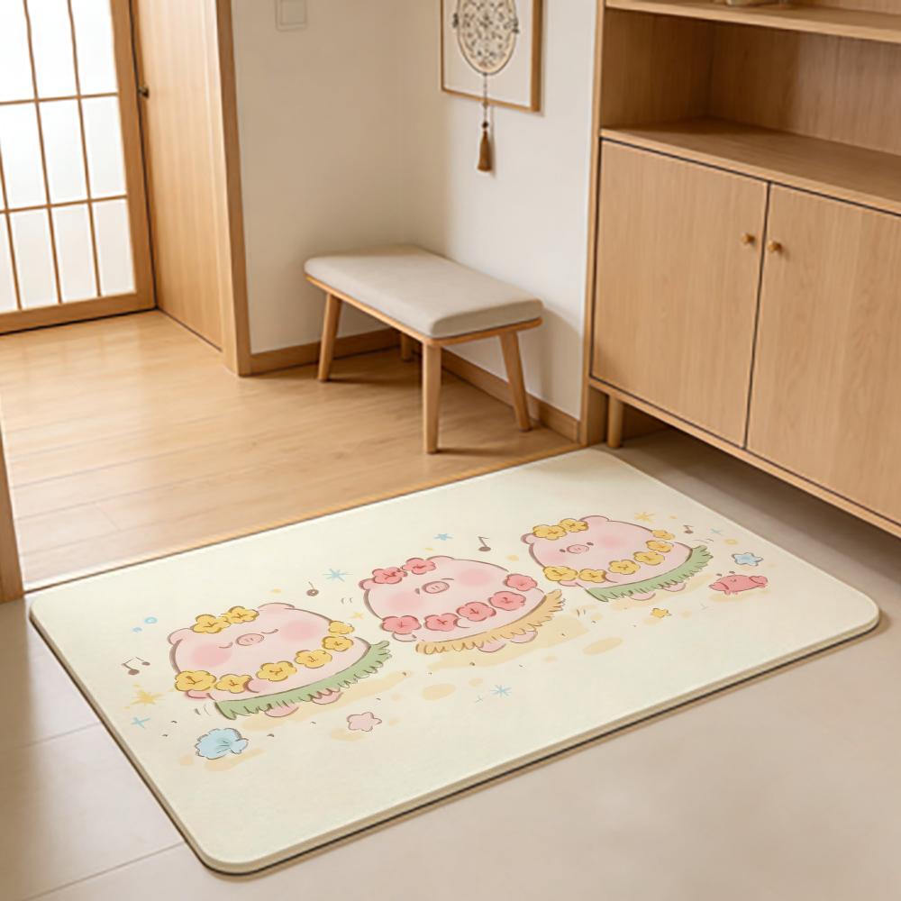 Anime  L-LuLu Floor Mat Absorbent Floor Mat Non-Slip Entrance Rug for Bathrooms Restrooms and Toilets