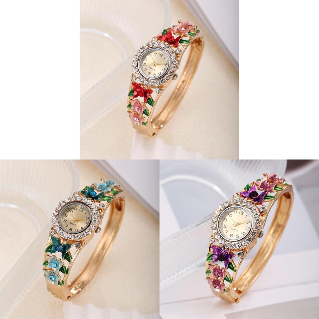 Korean Fashion Ladies Butterfly Flower Quartz Watch With Alloy Band For Casual Wear