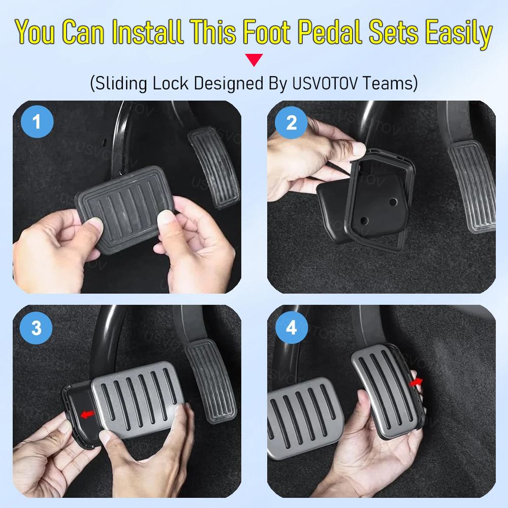 Slide Lock Design Accelerator Brake Foot Pedals Cover For Tesla Model Y YL Model 3 Performance Pedal Sets 2021-2026 Accessories