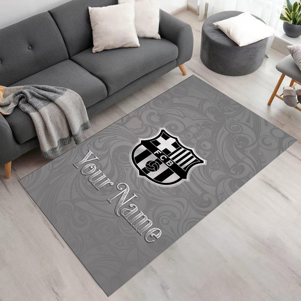 Barcelona Club Personalized Name Floor Rug Office Rug Perfect for Foyer Game Room Entryway Dormitory Antislip Carpet Anime Office Decor