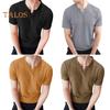 Men's Waffle V-Neck T-Shirt Solid Color Casual Tee Shirt Summer Short-Sleeved Pullover Top for Daily Outings Home Gym Street Wear