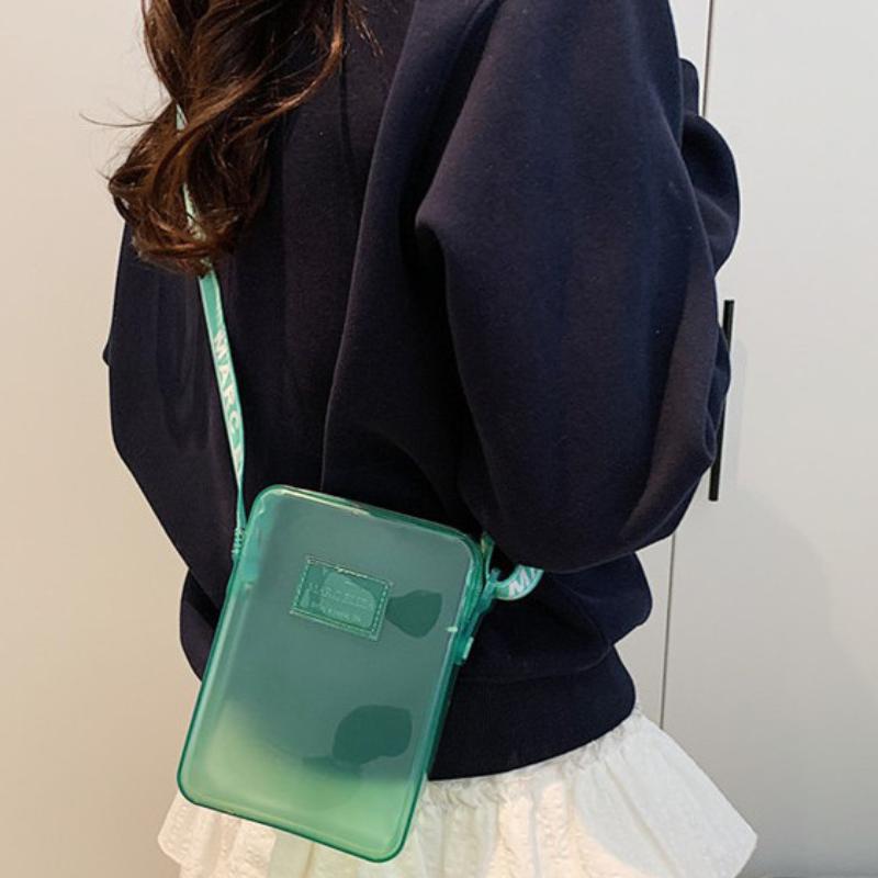 Fashionable PVC Messenger Bag Transparent Shoulder Bag Waterproof Square Bag Handbag Phone Bag Women Lipstick Key Storage Bag