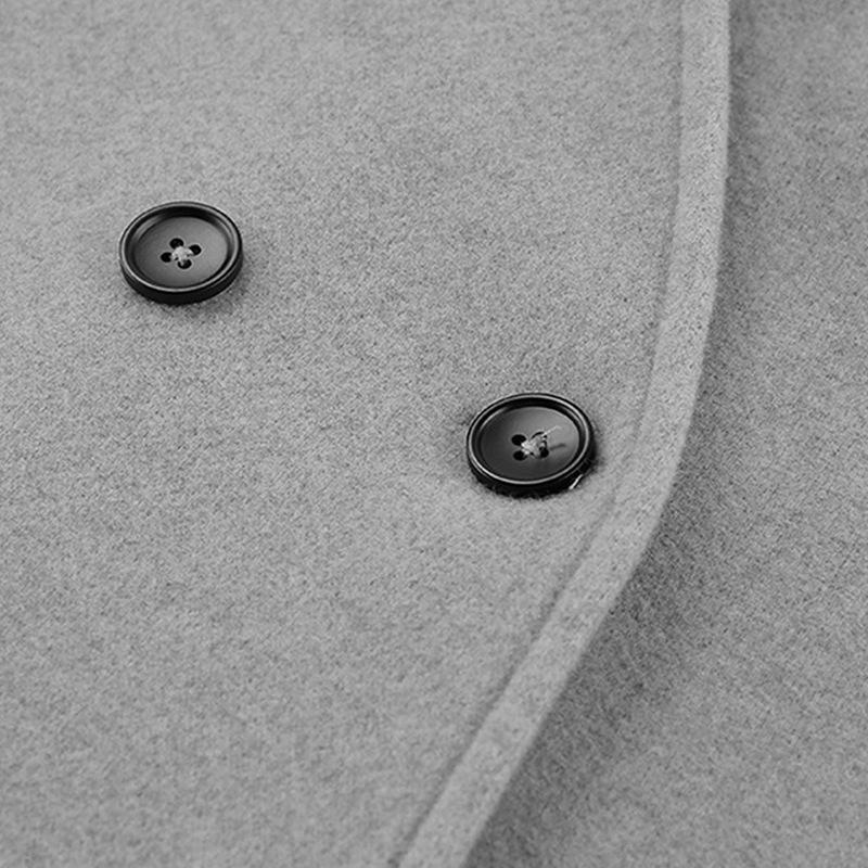 2025 Women's Double-Breasted Solid Wool Coat - Casual British Style