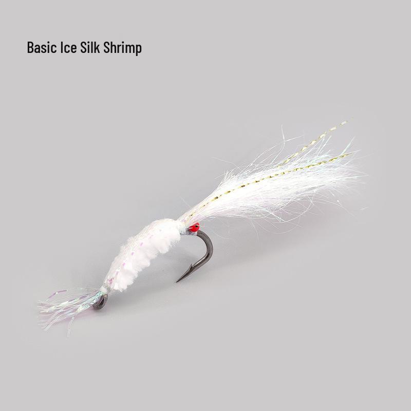 

White Egret Fly XB007 Ice Silk Shrimp Lure - High Carbon Steel Hook, Basic/Upgraded Model Size 14