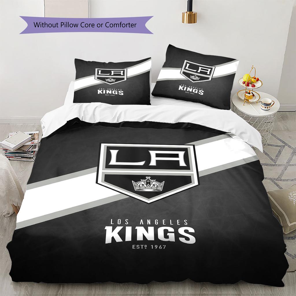 LA Kings Pattern Bedding Home Decoration Birthday Gift ( 1 duvet cover + 2 pillowcase, without core),fan merchandise.