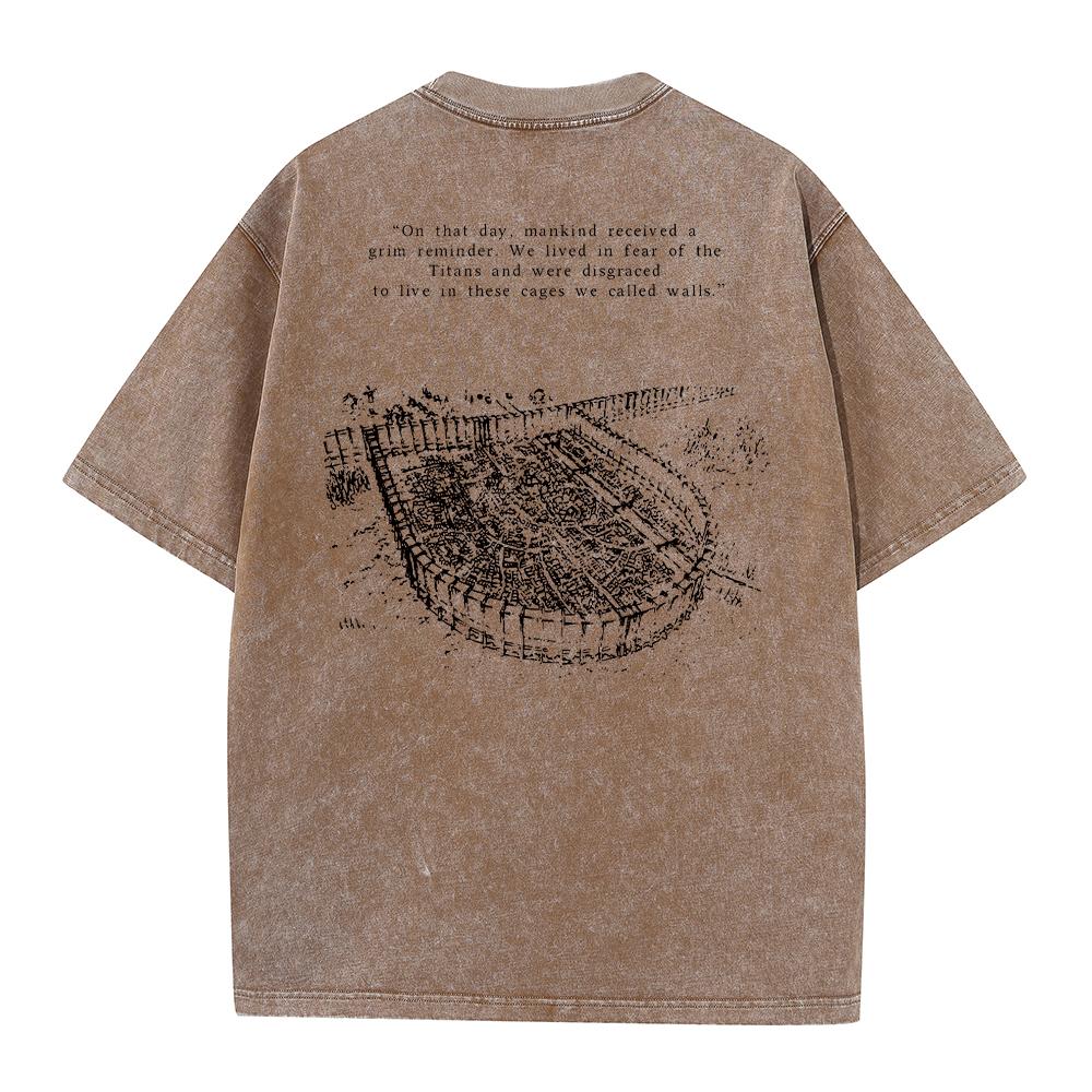 Anime Attack On Titan Acid T Shirts Casual Vintage Washed Shingeki No Kyojin Tee Short Sleeve Manga Gothic Tops Summer