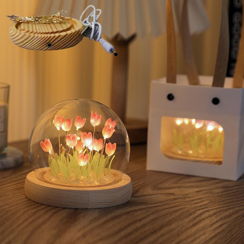 DIY Tulip LED Night Light Kit - Handmade Bedroom Ornament for Qixi Festival or Birthday Gift