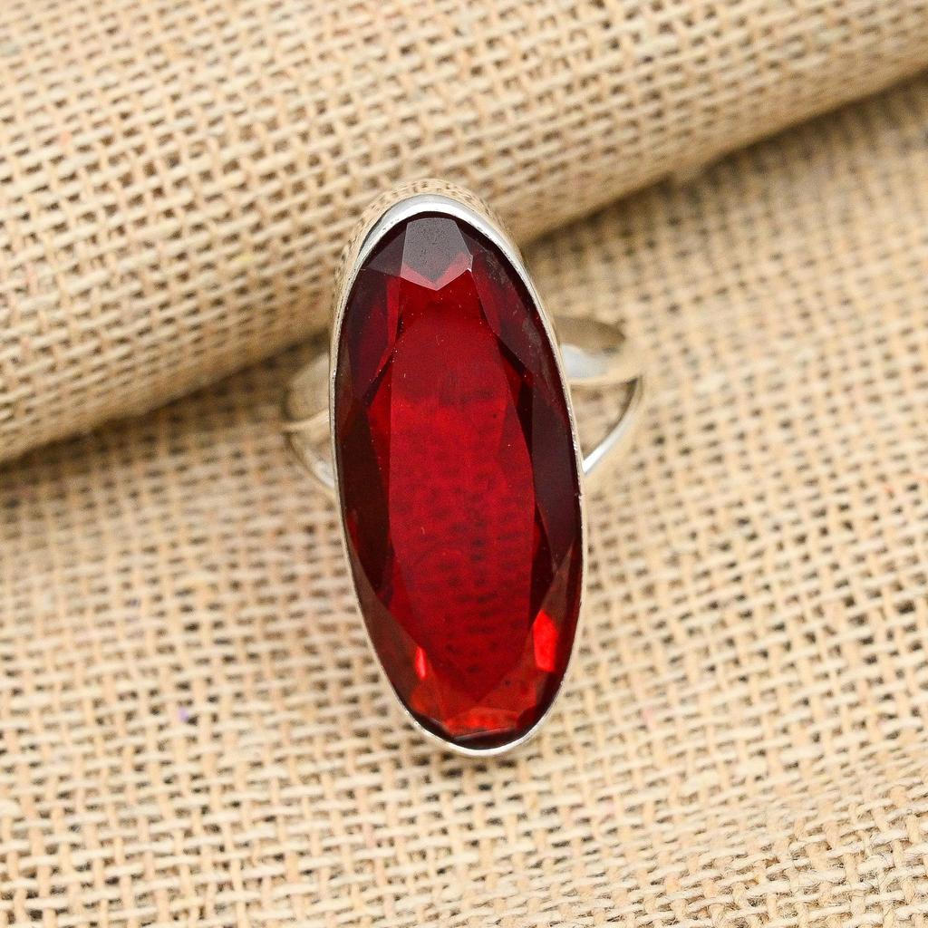 Roter Granat-Edelstein, handgefertigter Ring aus 925er Sterlingsilber, Schmuck für Sie