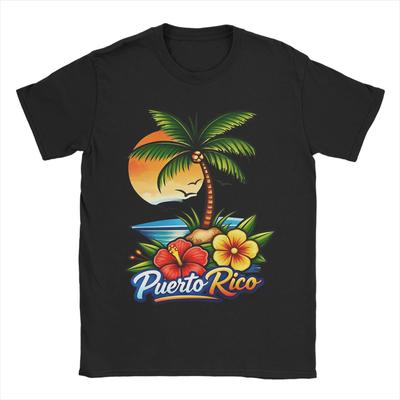 Puerto Rico T Shirt Beach  Fashion T Shirts Unisex Cotton Crew Neck Plus Size XL Top Tees Short Sleeves Vintage Tops