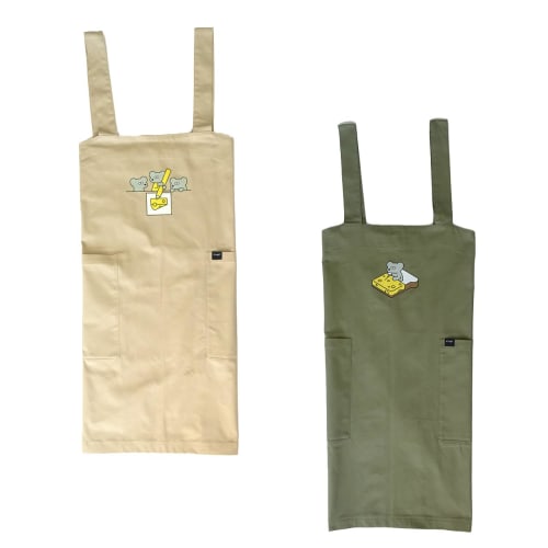 ANDY Twill Cloth Apron, Beige [Kitchen Goods, Cooking, DIY, Cotton, Cute, Nursery Teacher, Kindergarten, Character Gift, Stylish, Andy the Mouse]