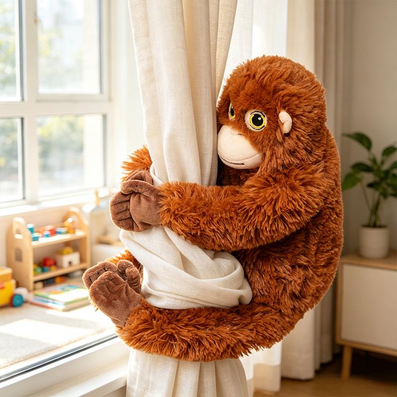 Gorilla Monkey Plush Toy Soft Fluffy Hug Sleeping Pillow Warm Stuffed Animal Doll Cute Room Sofa Decor Birthday Holiday Gift Kid