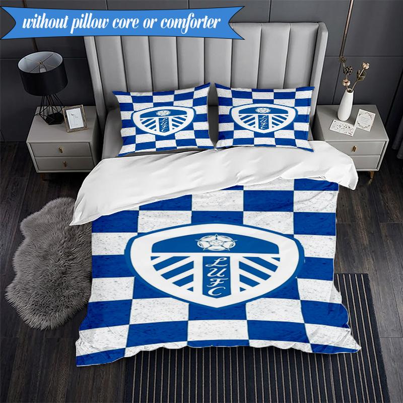 3PCS Leeds Crest Design Printed Soft Bedding Set,Including 1pc Duvet Cover And 2pcs Pillowcases Perfect for Bedroom, Dormitory, Fan gift