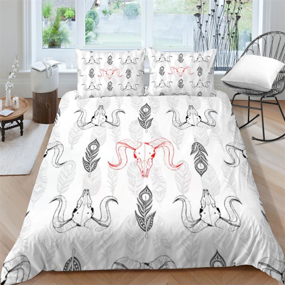Schädel-Bettwäsche-Set, Tröster, Bettbezug, weiches Bett, Anzug, Zuhause, Schlafzimmer, Kleidung, Textilien, dreiteiliger Polyester-Bettbezug