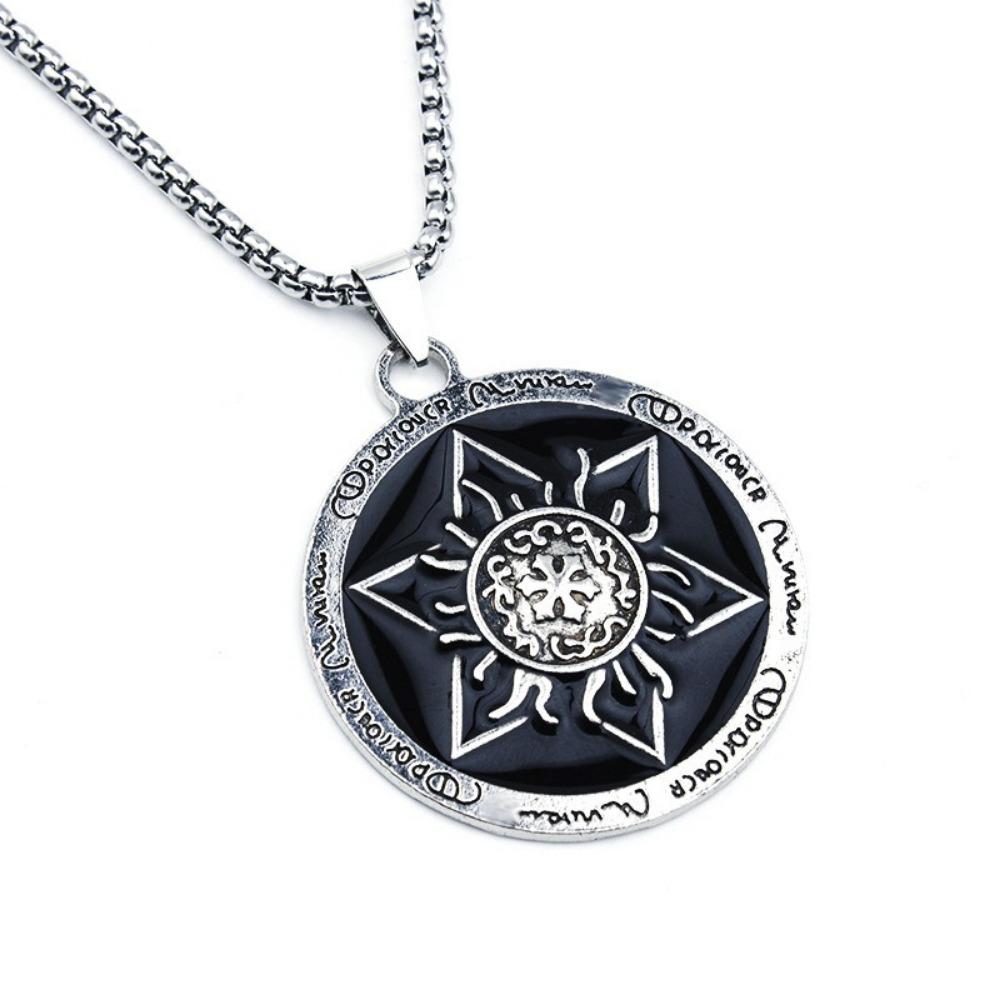 Titanium steel personality pendant necklace men and women, retro fashion hipster pendant accessories sweater chain