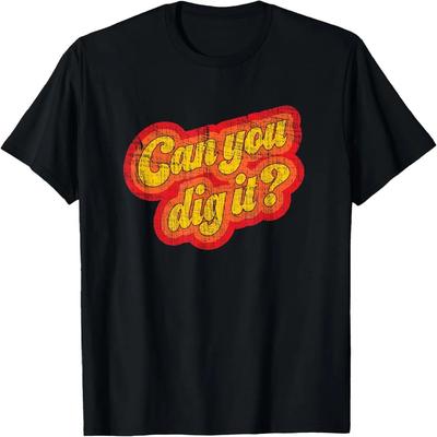 T-shirt Vintage années 1970 _Can You Dig It_ Effet Usé